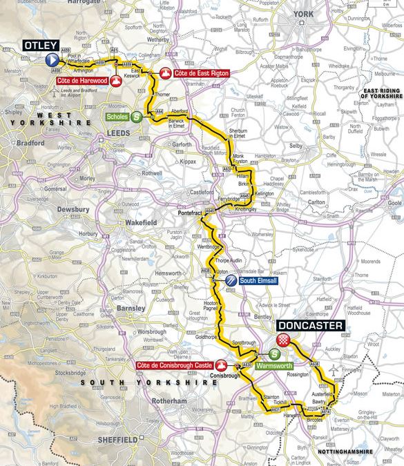 Tour of Yorkshire stage 2 map